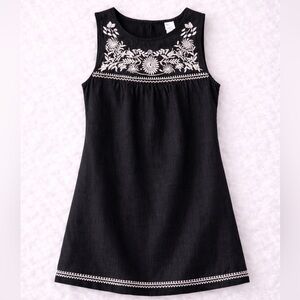 J.Crew Black Linen Blend Embroidered Shift Dress Size S Sleeveless Summer